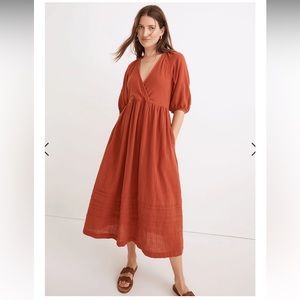 NWT Madewell Marianna Puff-Sleeve Midi Dress - size small